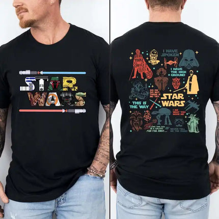 Galaxy Star Wars Darth Vader Short Sleeves T-Shirt This Is The Way Mandalorian Chewbacca Princess Leia Tops Casual Round Neck