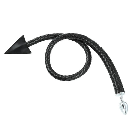 Metal Anal Plug PU leather Whip Anal Sex Devil Tail Cosplay Butt Plug Adult Games Anal Sex Toys for Couples Men and Women