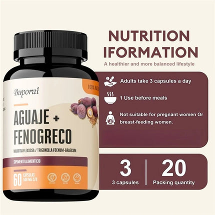 Aguah + Fenugreek - Promotes Overall Health and Well-being, Balances Hormones, and Replenishes Energy, Non-GMO