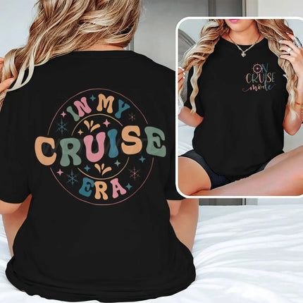 "In My Cruise Era" Graphic T Shirts Women Men "On Cruise Mode" Print Casual Tops Retro Cruise Crewneck Short Sleeve T-shirt