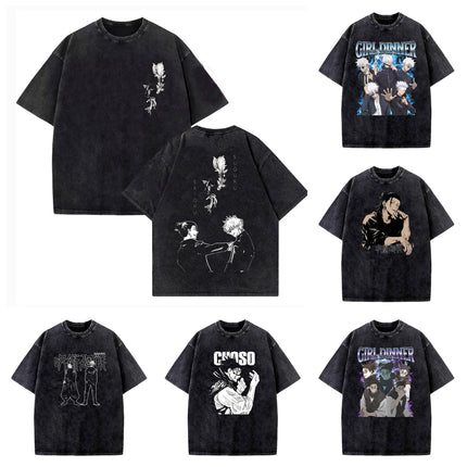 Anime Jujutsu Kaisen Choso Print T Shirt Men Women Y2k T-shirts Vintage Washed Cotton Tee Harajuku Male Short Sleeve Tshirt