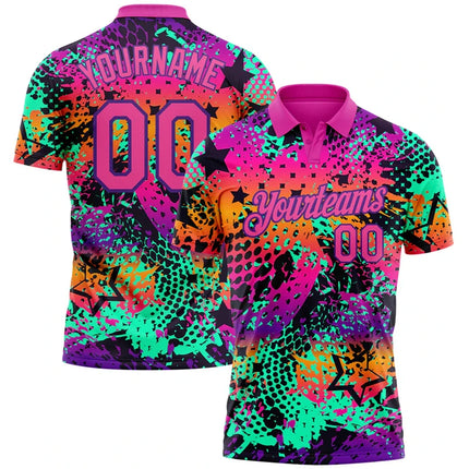 Fashion Graffiti Graphic Polo Shirts For Men Custom Name Team Name Number 3D Printed Polo Shirt Loose Breathable Lapel Tees Tops