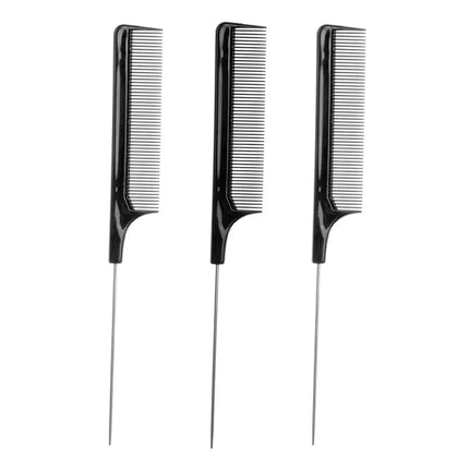 Professional Hair Tail Combs Stainless Steel Salon Cut Styling Comb Spiked Hair Care Styling Tools Barber Accessories Fine Teeth