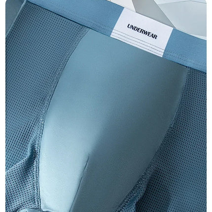 3pcs【LORIEN CREST】Men's Satin-Like Ice Silk Boxers Summer Breathable Air-Conditioned Underwear Lightweight Trunks New