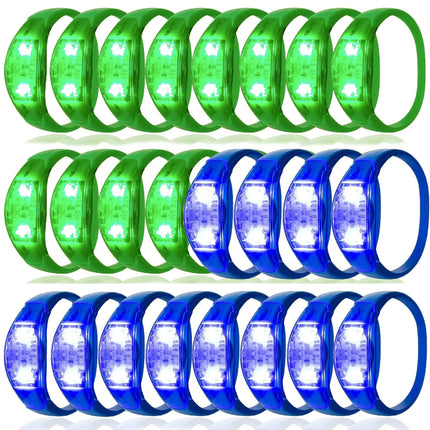 12-240Pcs LED Glow Bracelets Sound Activated Light Up Bracelets for Adults & Kids with Flashing LED Strobe for Night Events