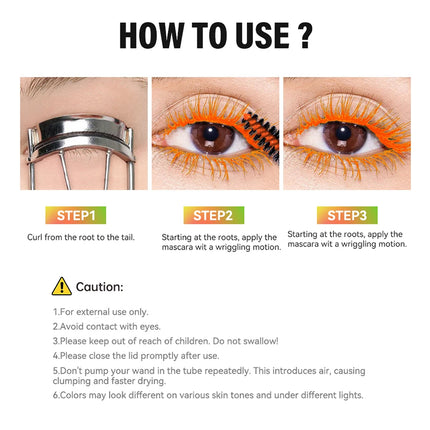 Color Mascara Thick Curl Waterproof Natural Eyelash Long Lasting Blue White Green Pink Luminousk Eye Makeup Korean Cosmetics