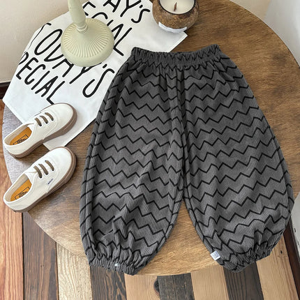 Autumn and Winter Corduroy Sports Pants, Korean Style Harem, Trendy Cartoon Jacquard, Class A, No Fluorescent Agents