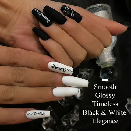 2pcs 15ml Black and White Gel Polish Set Classic Black and Pure White Shades Short armor Long armor Same color as the bottle