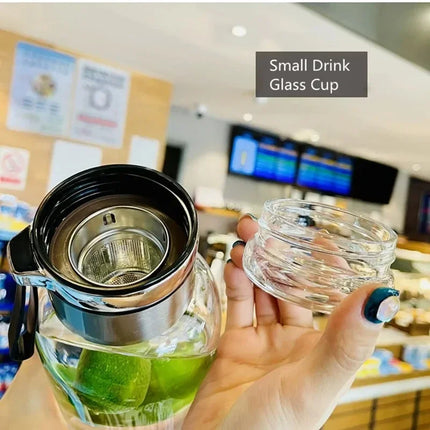 Large Capacity Glass Water Bottle Transparent Milk Juice Cup  for Tour Outdoor Sports and Travel Leak Glass Bottle