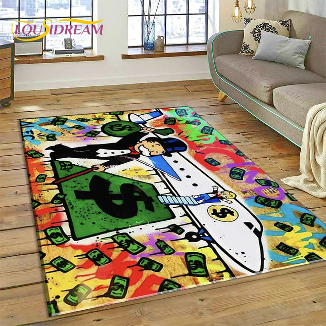 Game Dollar Monopoly Cartoon Money Rug Carpet for Living Room Bedroom Home Decor,Floor Mat Non-slip Decoration for Sofa Doormat