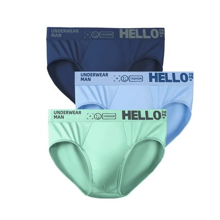 Men's ice silk underpants with printed letters, trendy triangular, plus-size, quick-drying, breathable and sporty underpants