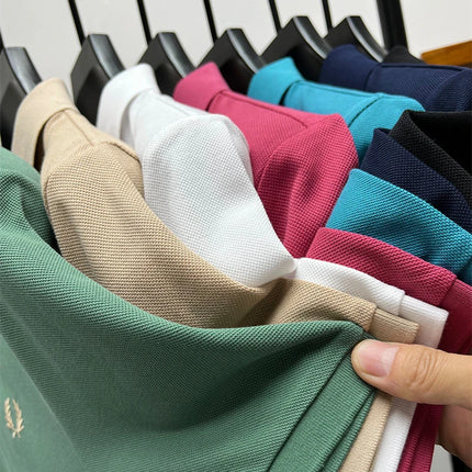 2025 Men's Embroidered Casual Polo Luxury Clothing High-Quality Brand 2024 Cotton Lapel Short Sleeved Summer 100%