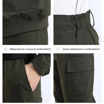 Thickened Work Uniform Set for Men Spring Autumn Auto Repair Welding Heat Resistant Wearable Labor Protection Clothing for Co...