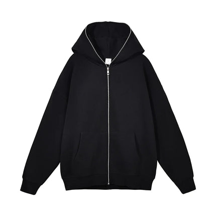 Autumn winter casual wear zippered hooded sweatshirts black grey blue hip hop street single breasted sweatshirts