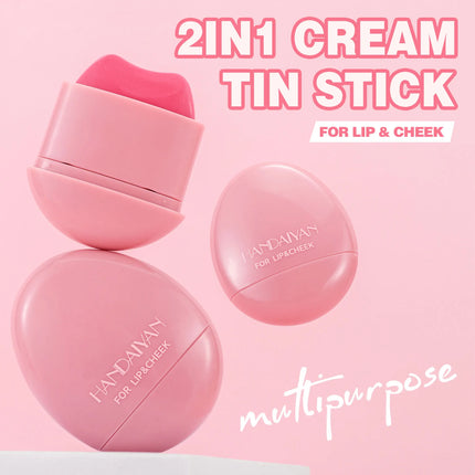 HANDAIYAN 5-Color Matte Pink Pebble Blush Waterproof & Sweat-Resistant Easy Application Dual-Use for Lips & Cheeks