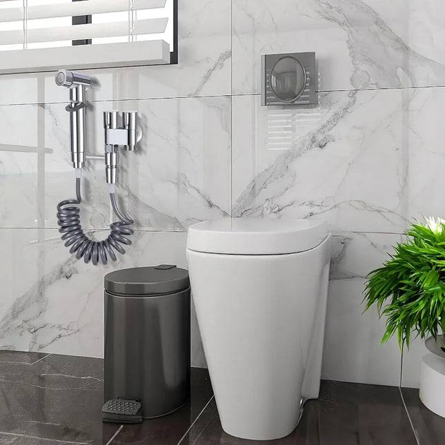 Handheld toilet nozzle pressurization spray suit double outlet angle valve wall mounted double outlet toilet accessories