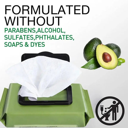12/80 PCS Avocado Scented Makeup Removing Wipes - Deep Cleansing, Travel-Friendly, Single-Use