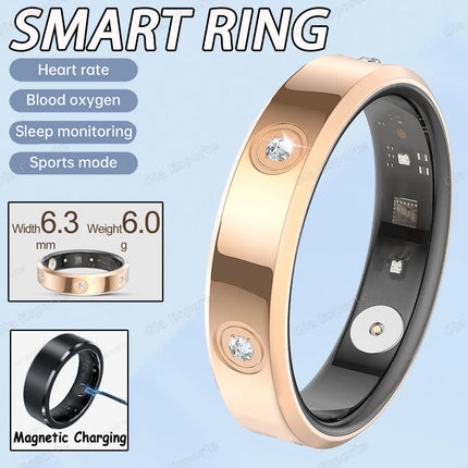 New Diamond Smart Ring 2025 For Women Rings Heart Rate Blood Oxygen Sleep Monitoring IP68 Waterproof Sport Modes Women Smartring
