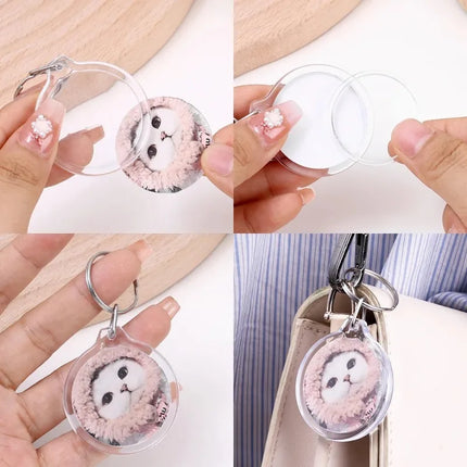 1/20Pcs Blank Acrylic Picture Keychain DIY Clear Insert Photo Split Key Ring Frame Key Chains Couple Anniversary Graduation Gift