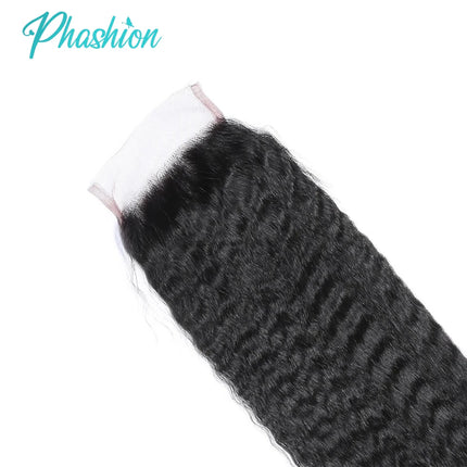 Phashion 7x7 6x6 Kinky Straight Lace Frontal Closure Pre Plucked Transparent Yaki 4x4 5x5 Closure 100% Remy Human Hair For Women