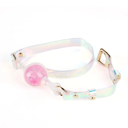 Silicone Mouth Gag Built-in Crystal Glass Ball Erotic Sex Toys Gag Ball Couple Adult Game Open Mouth Gag Ball Bdsm Bondage