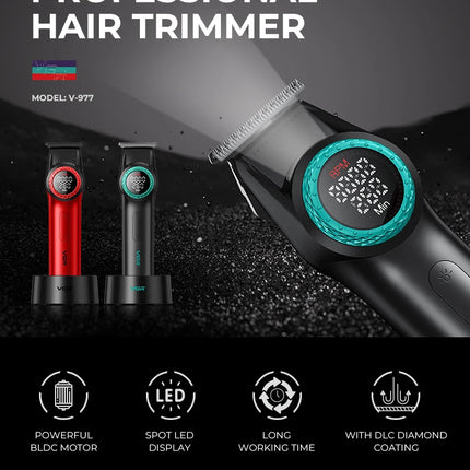 VGR 001 977 New Hair Trimmer Set High-End Men's Hair Clipper Smart Digital Display Electric Trimmer with Engraving and Whitening Functions