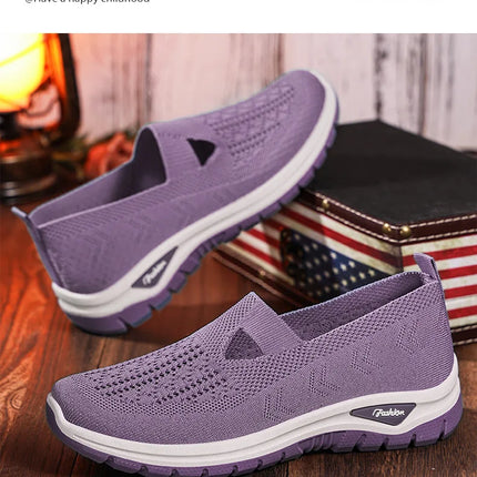 2025 New Mesh Women Vulcanized Shoes High Quality Women Sneakers Slip On Flats Shoes Women Loafers Plus Size 42 Walking Flat