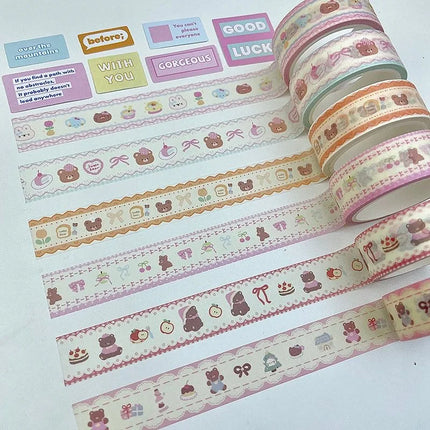 MINKYS 6pcs/lot Kawaii Decorative Tape Set Cute Bear Washi Tape Pack School Stationery