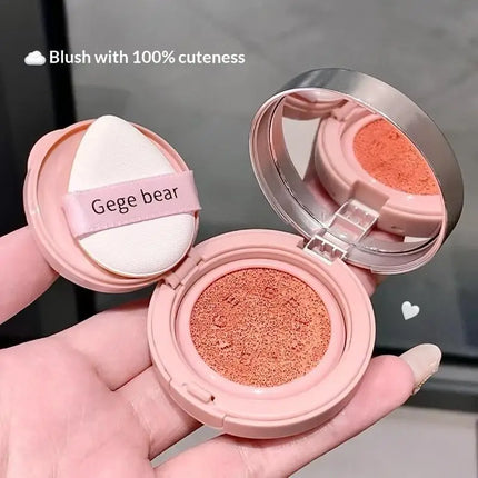 Gege bear 3.5g Matte Cream-Textured Cushion Blush With Puff, Powder-free, Smooth Application, Create Flawless Daily Makeup