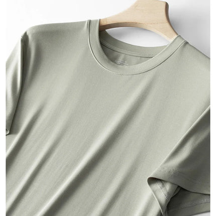 94% Modal 6% Spandex Summer Short Sleeve T-shirt Men Crew Neck Solid Color Casual Underwear Brand High Quality Mens Clothing New