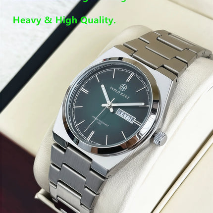 PABLO RAEZ Luxury Quartz Men's Wristwatch Men Watches Waterproof Luminous Date Week Stainless Steel Men's Watch Male Reloj+box