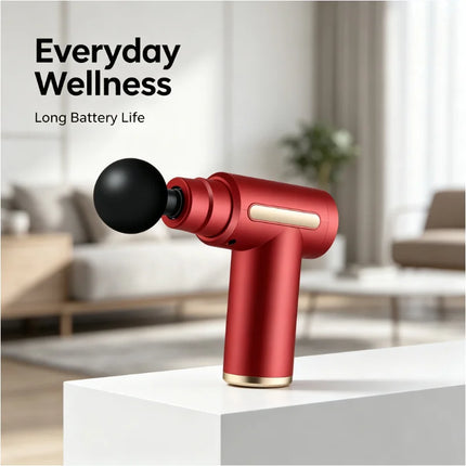 Portable Wireless Massage Gun Electric Deep Tissue Relaxer LED Screen 4 Massage Heads 1200mAh Battery for Body Pain Relief