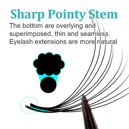 3D-20D 1000 Fans Loose Fan Lashes Eyelash Extensions Thin Pointy Base Premade Lash Fans Medium Stem Sharp Russian Volume Lashes