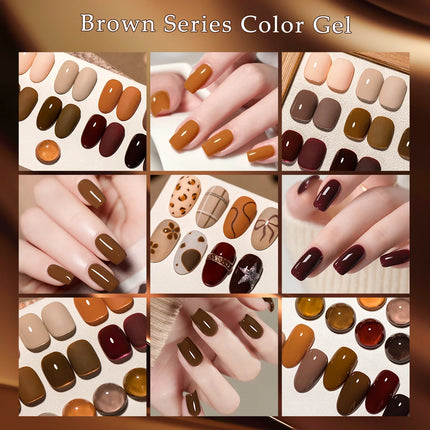 10ml Coffee Brown Gel Nail Polish HEMA TPO FREE Semi Permanent Soak Off UV Gel Varnish Nail Art Decoration Design Nail Supplies