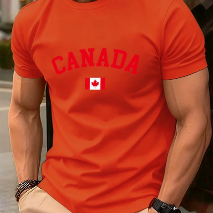 Canada Text With Flag Printed Cotton T-Shirts Men's Summer Short Sleeve T Shirt Soft Oversized O-Neck Tops Basic Men's Clothes