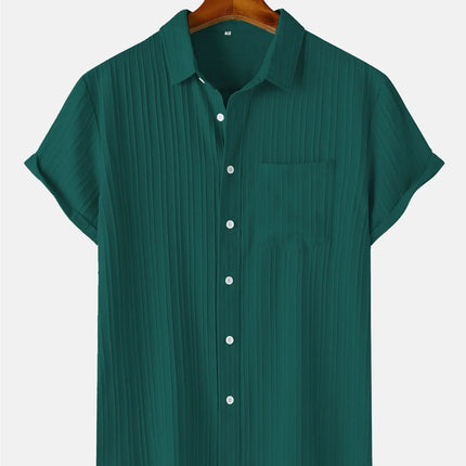 Men's  Comfortable Shirt Summer Beach Men's Shirt   Men's Short Sleeve Shirts  Solid Color Casual Short Sleeve Shirt