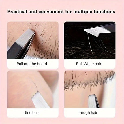 A Four-piece Precision Tweezers set - Professional Stainless Steel Eyebrow Tweezers, Multi-purpose Eyebrow Trimmers