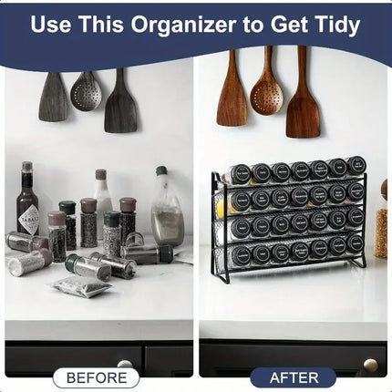 Black New Storage Shelf Spice Jars Organizer Multi-Tiered Iron Countertop Seasoning Rack for Kitchen Seasoning Storage Bottles