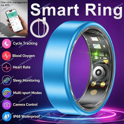 R10 Smart Ring with Charging Case for Men Women, Health and Sleep Monitor, 5ATM Waterproof, Multi-sport Mode,Camera Control Ring