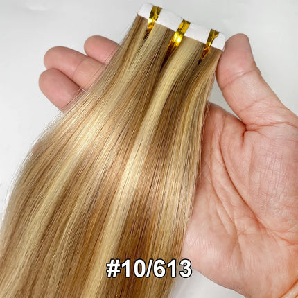 European Double Drawn Russian Human Hair Tape Hair Extension, High Quality Natural Remy Tape In Hair Extension
