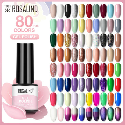 ROSALIND Shiny Gel Nail Polish Soak Off Gel Varnishes Nail Art Semi Permanent UV Glitter Nail Gel Polish Base Top Coat Enamel