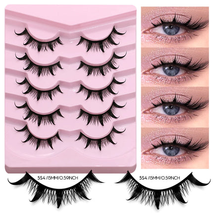 GROINNEYA Manga Lashes 3D Mink Lashes Natural Eyelashes Soft Cross Wispy False Eyelashes 3D Natural Lashes Eyelash Extension