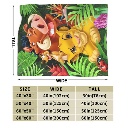 Warm BlanketGirls Boys Decorative Simba Lion King Throw Blanket  Flannel Bedspread Chair Sofa Bed Street Trend Sofa Bed Cover