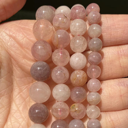 Natural Stone Beads Round Morganites Tourmalines Aquamarines Jades Quartzs Crystals Spacer For Jewelry Making DIY Bracelet