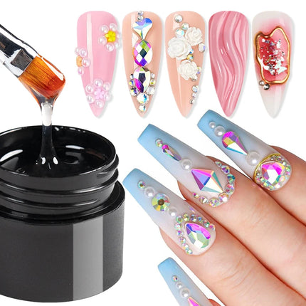 AWStorG 5 in 1 Glue Gel Reinforcement Gel No Wipe Top Coat Nail Art  Soak Off UV Gel Varnish 3D Chrome Design Super Diamond Gel