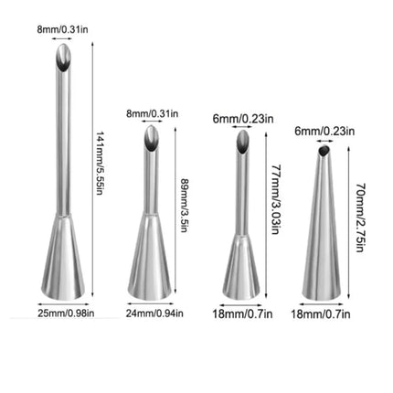 4Pcs Puff Pastry Piping Nozzle Set, Stainless Steel Decorating Tips for Cake Cupcake Cookie Cream Icing, Baking Tools for  Baker