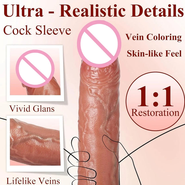 Reusable Realistic Soft Penis Silicone Condom Enlargement Cock Sleeve Extender Dildo Ring to Lock the Sperm Adult Men Sex Toys