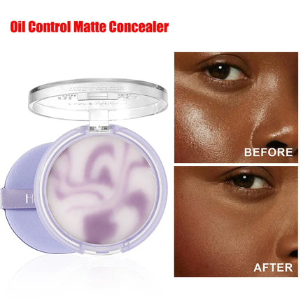 Light Mist Waterproof Oil Control Matte Concealer  Brightening Complexion Setting Powder with Powder Puff