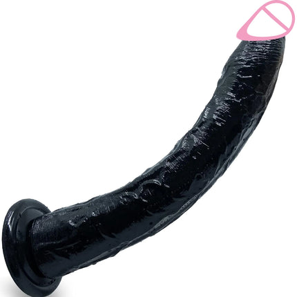 13.4 Inch Long Dildo 34 cm Realistic Dildos with Small Glans Black Jelly Penis with Suction Cup Anal Sex Toys for Women Men 18+