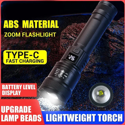 Handheld Portable Flashlight, High-power LED Torch, Emergency Lighting, Telescopic Mini Zoom Flashlight for Outdoor Fishing